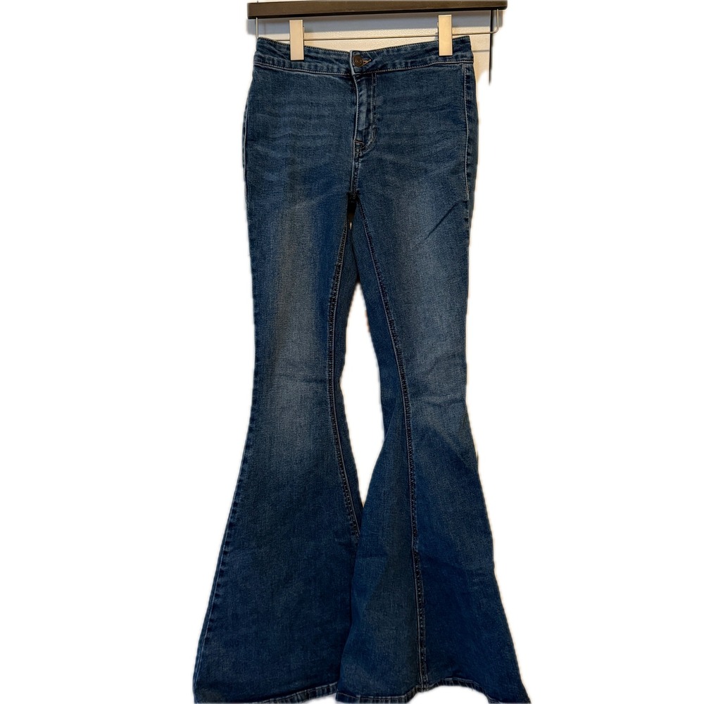 ROCK & ROLL DENIM Bargain Button Bell High Rise Flare Jeans 26x34